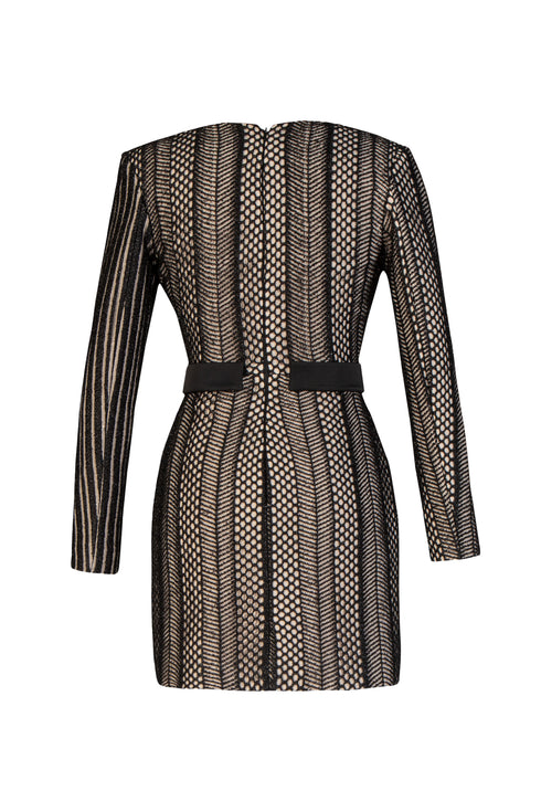 V' Neck Long Sleeve Wrap Mini Dress